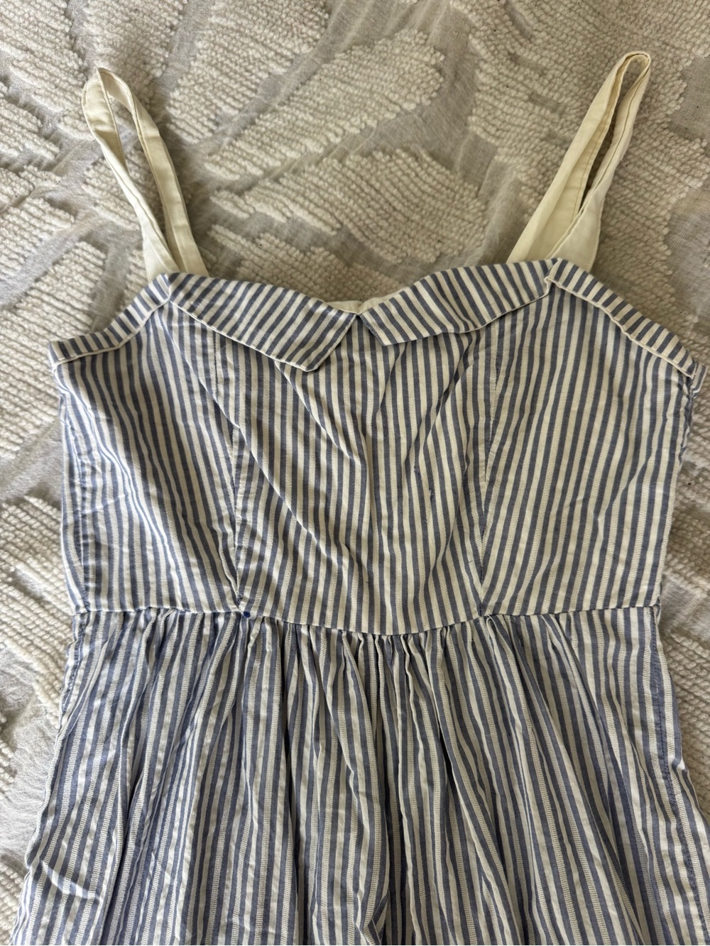 Blue and White Striped Cotton Sundress - Picture 2 of 4